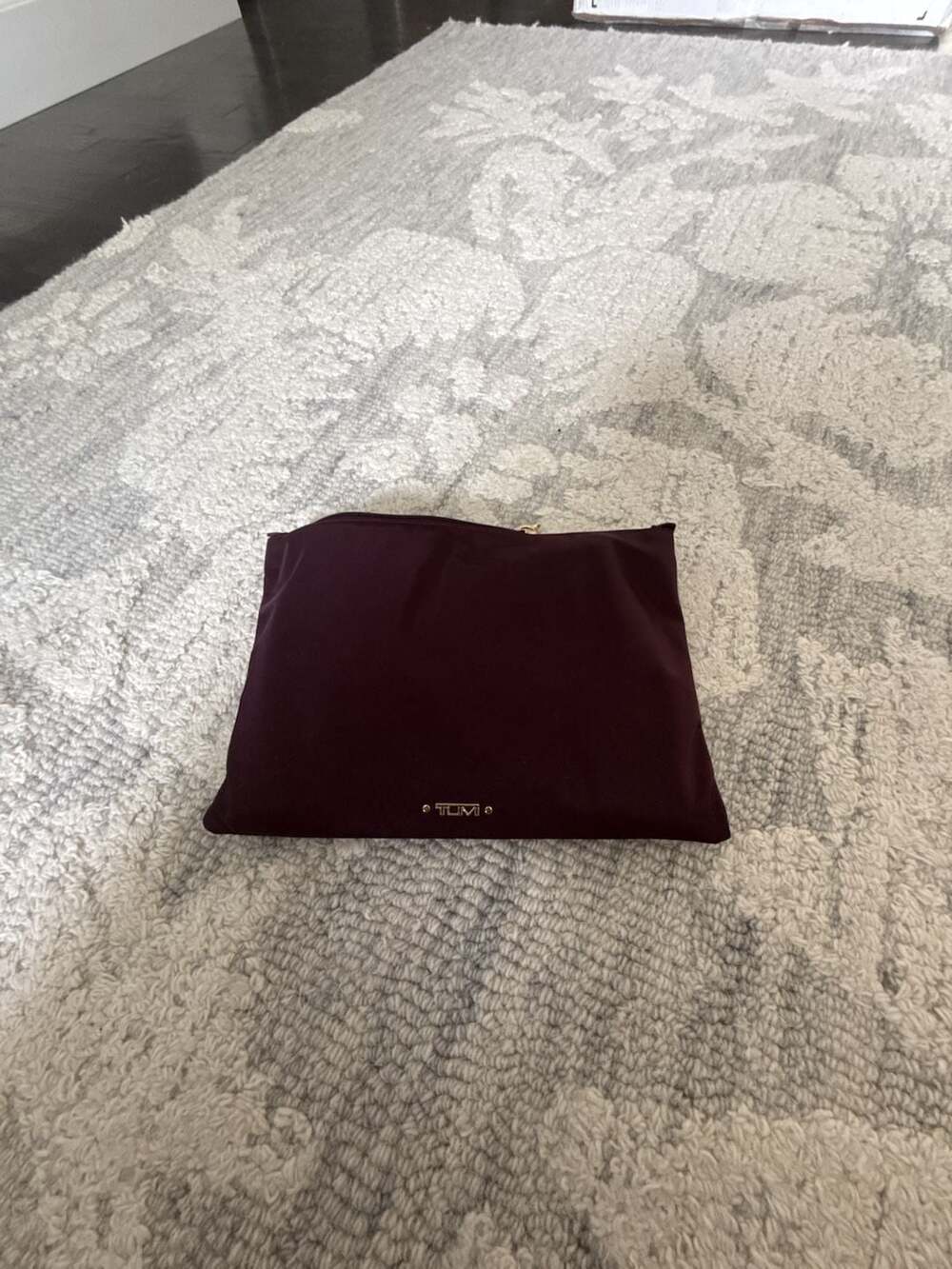 TUMI Just In Case Tote Plum Burgundy Nylon Travel Bag with Pouch